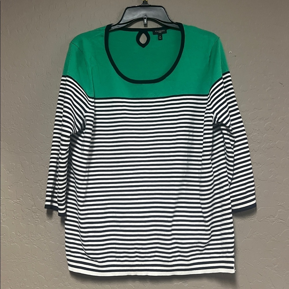 Talbots Green Striped Women's Sweater - Picture 3 of 7